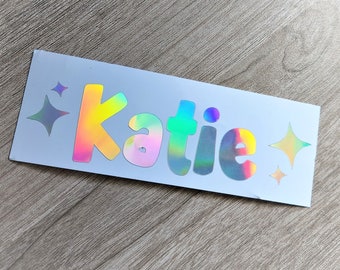 Holographic Name Decal with Sparkles: Custom Vinyl Sticker
