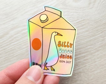 Silly Goose Juice Holographic Sticker, Funny Sticker for Water bottles, laptop
