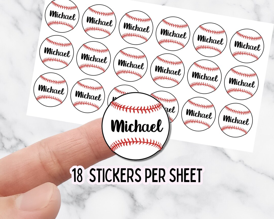 Personalized Baseball Name Stickers – Custom Sports Label Sheet – 18 ...