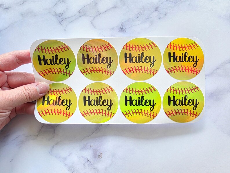 Sofball Ribbon Sticker Custom Name Softball Sticker Sheets, Custom Sports Labels, 2 Inch ...