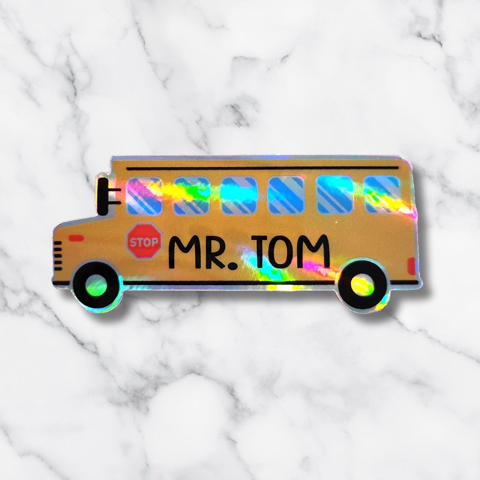 Custom School Bus Name Sticker – Holographic or White Vinyl – Teacher ...