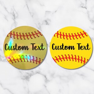 Custom Softball Name Sticker – Personalized Round Sticker in Solid or Holographic Color