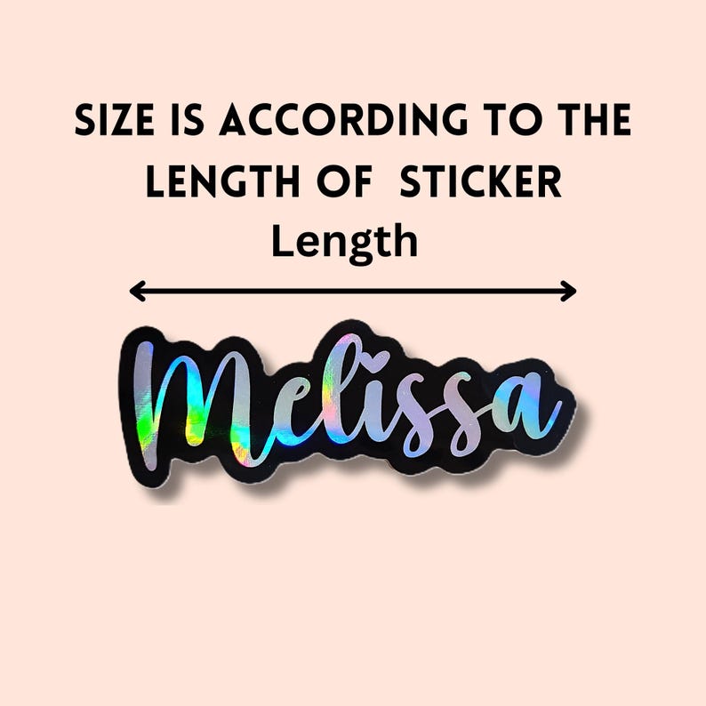 Hologrphic Outlined Personalized Name Sticker – Girly Heart Cursive Font Sticker – Laptop Water Bottle Planner Wedding Bild 2