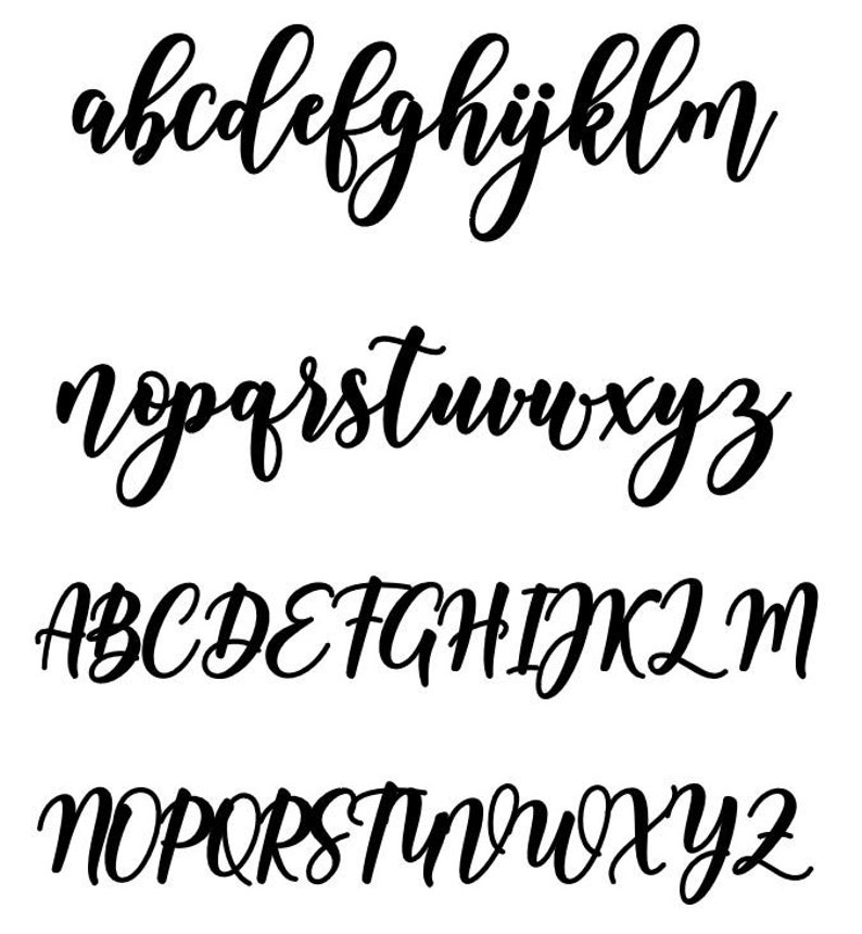 K&ouml;nnte beinhalten: Ein Alphabet-Diagramm mit Klein- und Gro&szlig;buchstaben in einer kursiven Schriftart. Die Buchstaben sind schwarz auf wei&szlig;em Hintergrund.