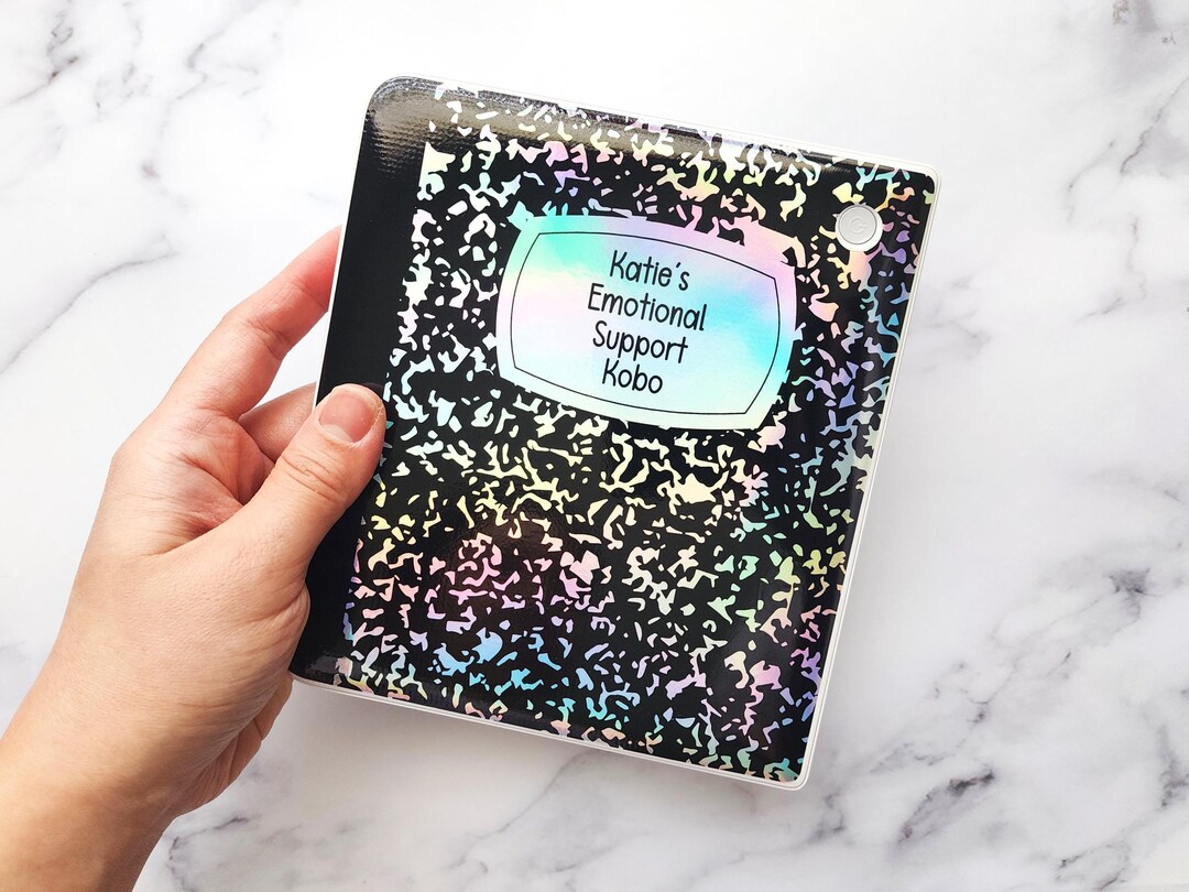 Holographic Composition Notebook Skin: Custom Text Kobo Libra 2, Kindle ...