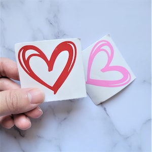 Doodle Heart Sribble Heart Vinyl Decal Sticker for car window, tumbler, cup