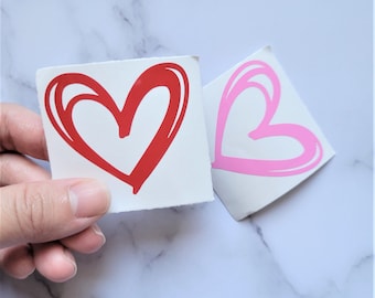 Doodle Heart Scribble Heart Vinyl Decal Sticker for car window, tumbler, cup