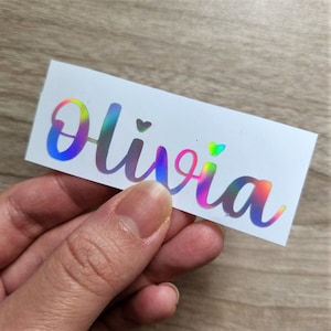 Free Shipping Holographic Name Decal Sticker, Custom Text decal for party, wedding, bottles, yeti