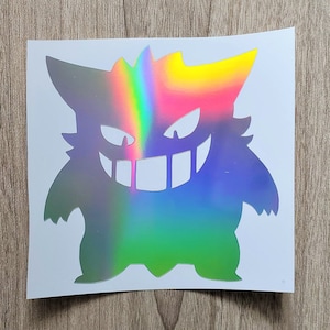 Holographic Gengar Pokemon Cartoon Vinyl Decal Sticker for water bottle, cups, tumbler, car window, laptop