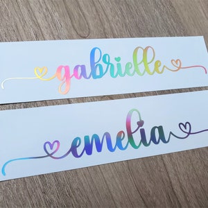 Holographic Custom Name Vinyl Decal Sticker Double Heart Swirls, Tumbler Decal, Laptop Decal, Car Decal, Name Sticker