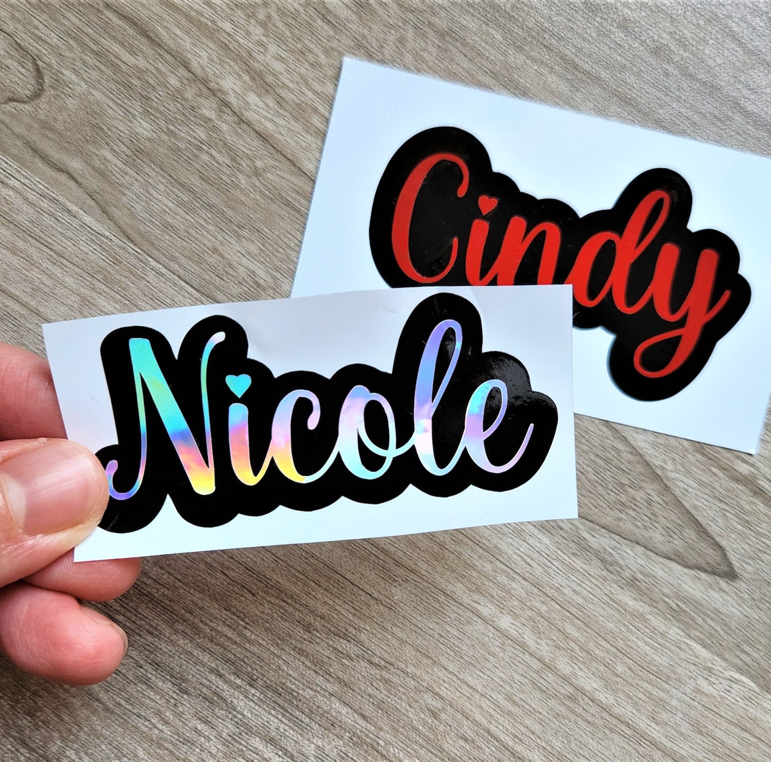 Layered Outlined Custom Name Vinyl Decal Holographic Name Etsy