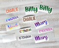 Free Shipping Holographic Name Decal Sticker, Custom Text decal for windows, tumbler, cups, water bottles, wine glasses, weddings and more
