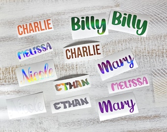Free Shipping Holographic Name Decal Sticker, Custom Text decal for windows, tumbler, cups, water bottles, wine glasses, weddings and more