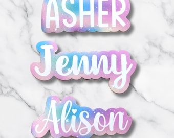 Personalized Galaxy Pastel Gradient Name Sticker, Multiple Fonts, Cute Aesthetic Sticker for Kids, Laptop, Tumbler, and Gifts