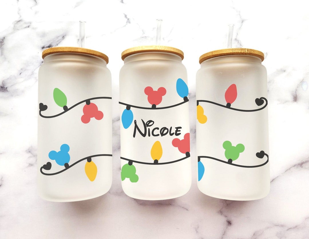 Custom Name Christmas Lights 16 Oz Frosted Glass Can for Iced Etsy