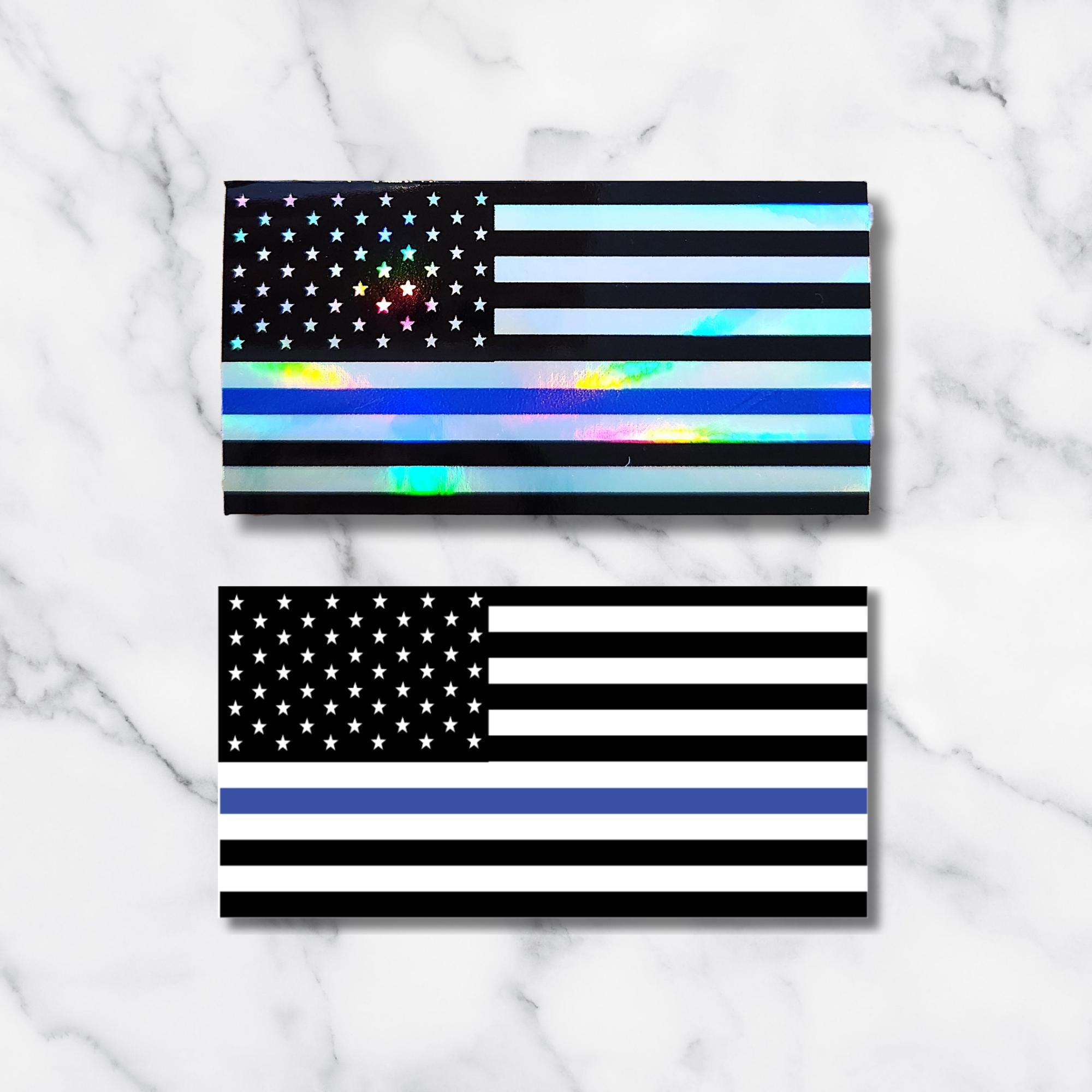 5 American Tattered Flag Thin Blue Line Shape Sticker Decal - Project