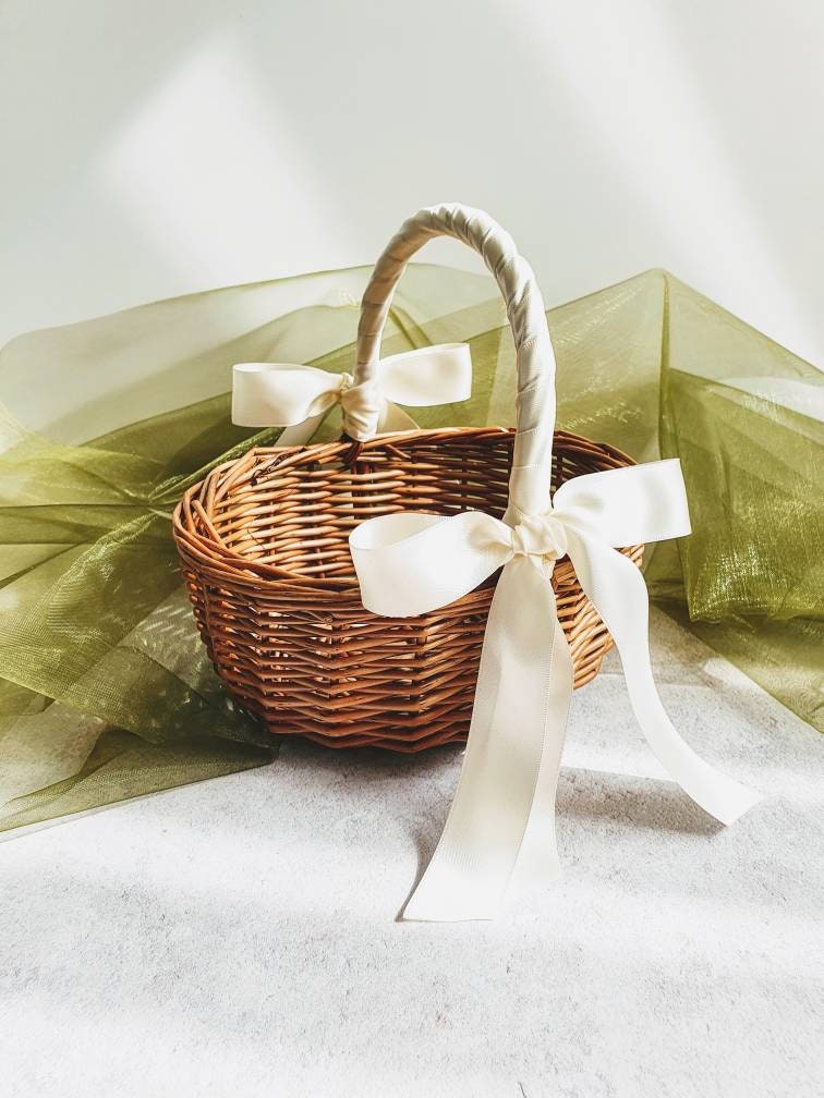 Wicker Picnic Basket With Handle,Willow Flower Girl - View #6