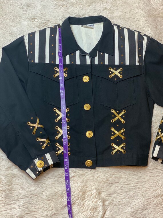 Pop Rocker Colour Vintage Denim Black White Pop / Rocker Jacket Medium - Gem