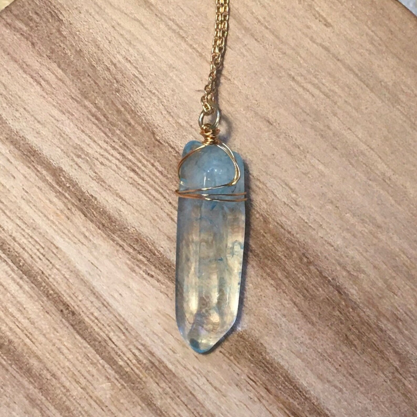 Blue Crystal Necklace Etsy