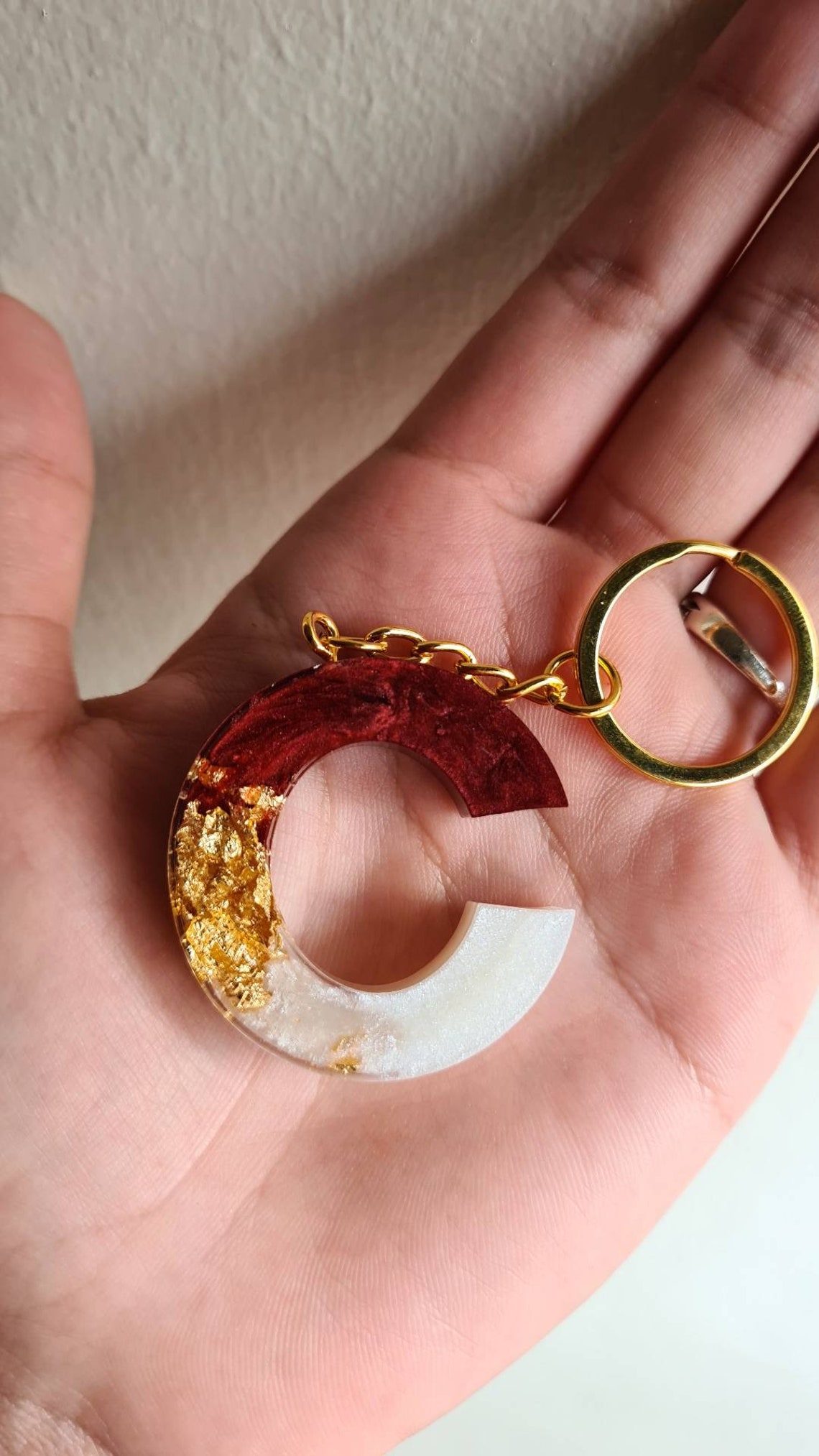 Resin Letter Keychain Red Keychain Personalised Gift for Etsy