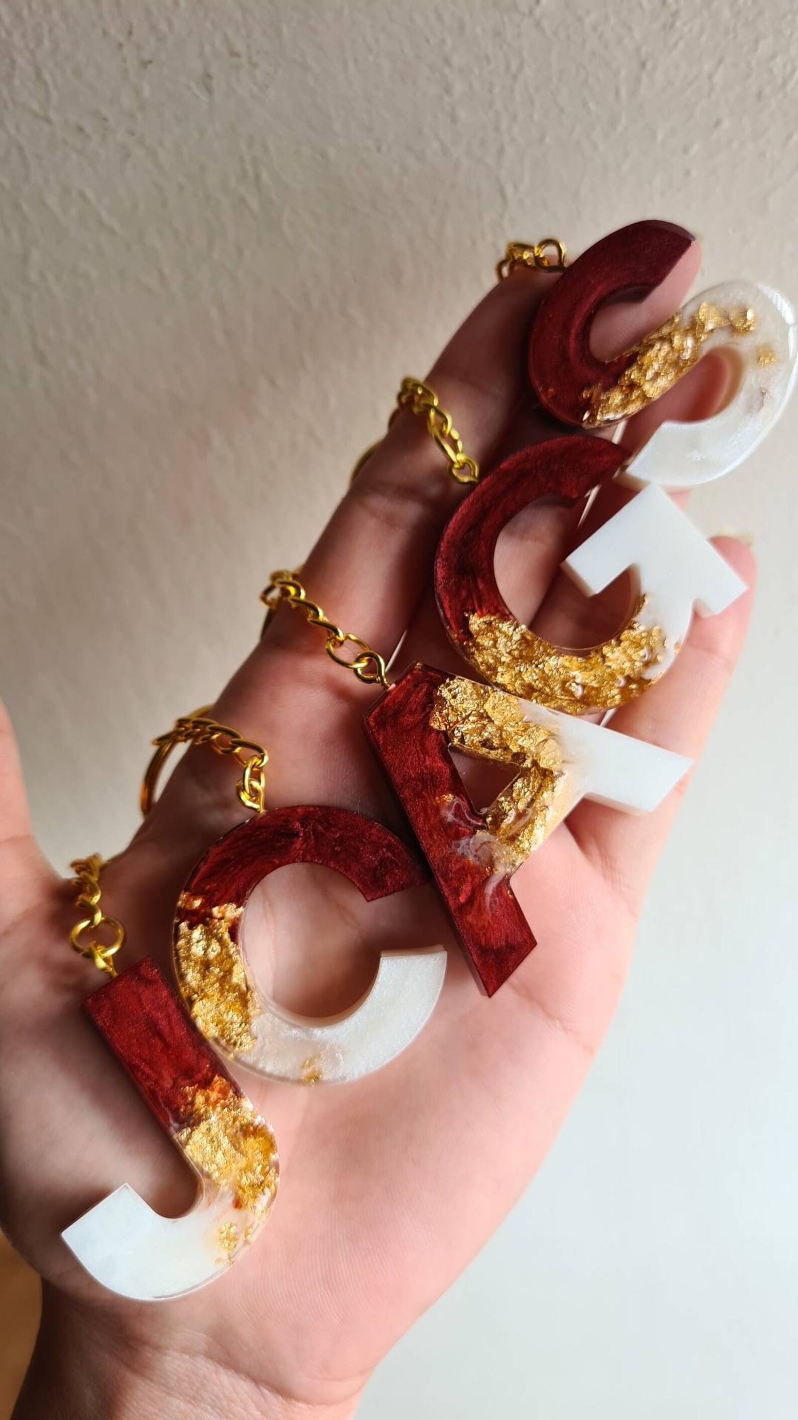 Resin letters keychain red keychain gifts for her Etsy