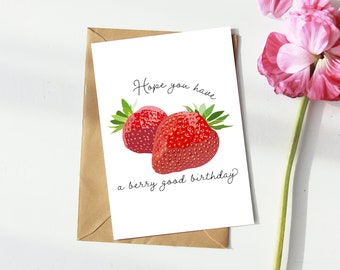 Berry Birthday Card | Strawberry Birthday Card | Berry Fruit Pun Card