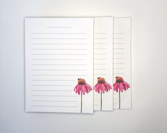 Echinacea with a Bee Notepad | Bee on Flower Notepad | Small Lined Notepad with Flower