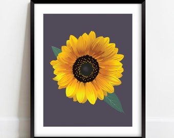 Sunflower Art Print | 8x10 Illustrated Sunflower Pritn