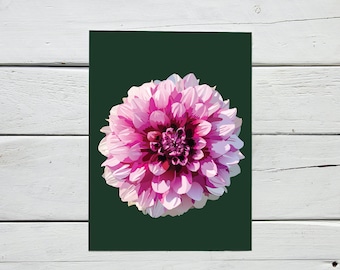 Dahlia Postcard | Digitally Illustrated Flower Notecard | Purple Dahlia Art Print