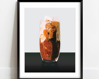 Iced Coffee Art Print | Creamer Swirl Illustration, 8x10