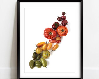 Rainbow Tomato Art Print | 8x10 Tomatoes Print | Heirloom Tomato Art