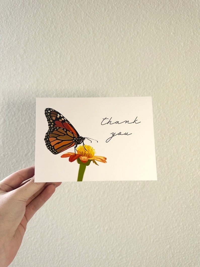 Butterfly Thank You Card | Monarch Butterfly Greeting Card - Etsy