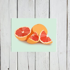 Cartolina di pompelmo / Notecard di frutta illustrata digitalmente / Stampa artistica di pompelmo
