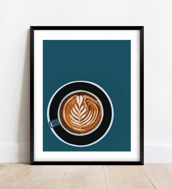 Latte Art Print | 8x10 Coffee Print | Kitchen Art Print
