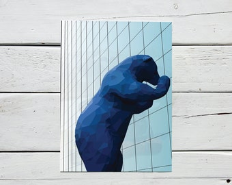 Big Blue Bear Postcard | Colorado Convention Center Notecard | Denver Art Print | Digitally Illustrated Postcard