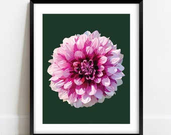 Dahlia Art Print | 8x10 Digitally Illustrated Flower Print | Purple Dinner Plate Dahlia Art Print