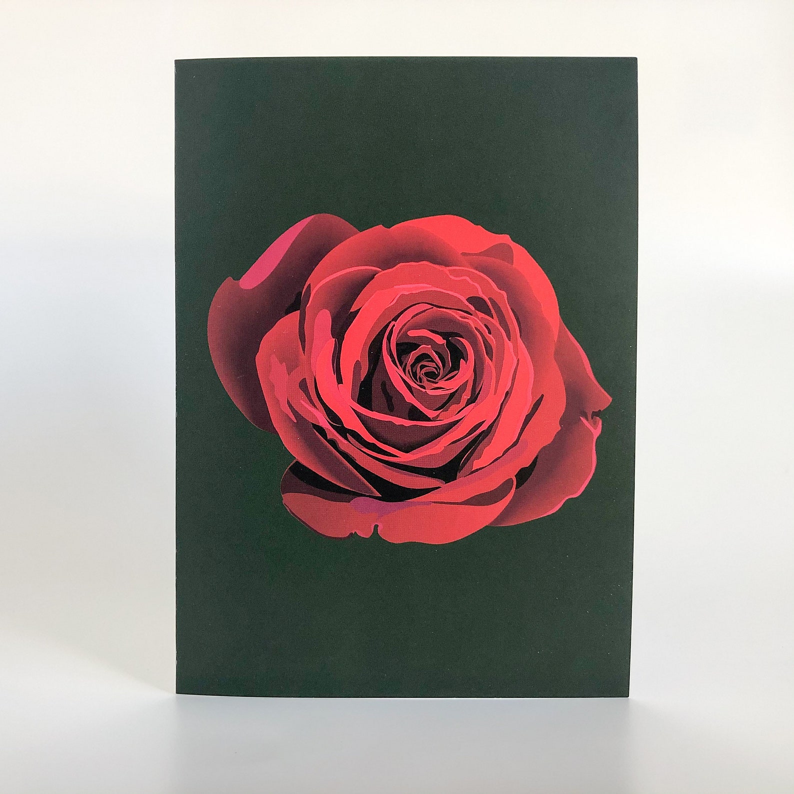 Red Rose Greeting Card Illustrated Rose Card Red Rose - Etsy