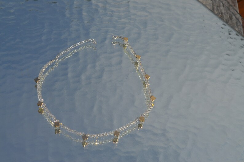 Beaded Choker with Charm Crystal Choker Necklace Gold Charms Dainty Flower Choker Tiny Bead Choker Gold Charm Choker Layering Necklace
