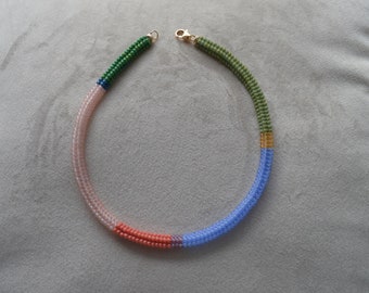 Seed Bead Rope Necklace, Colorful Miyuki Seed Bead Necklace, Slow Fashion Beadwork Boho Choker, Funky Jewelry Trending Now, Neon Choker