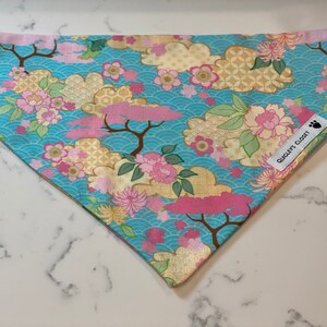 Japanese Garden Sakura Cherry Blossoms Kawaii Floral Dog Bandana