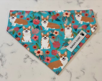 花柄コーギー犬用バンダナ