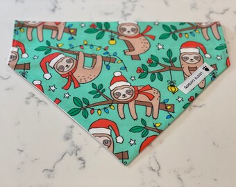 Christmas Sloth Dog Bandana (Red Santa Hat)