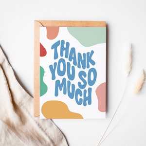 Colorful Shapes Thank You So Much Greeting Card | Pastel Abstract Blank Card Stationery