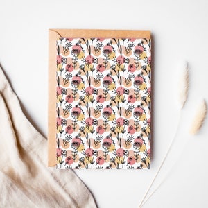 Acquerello Dot Black Floral Greeting Card / All Occasion Blank Card Stationery