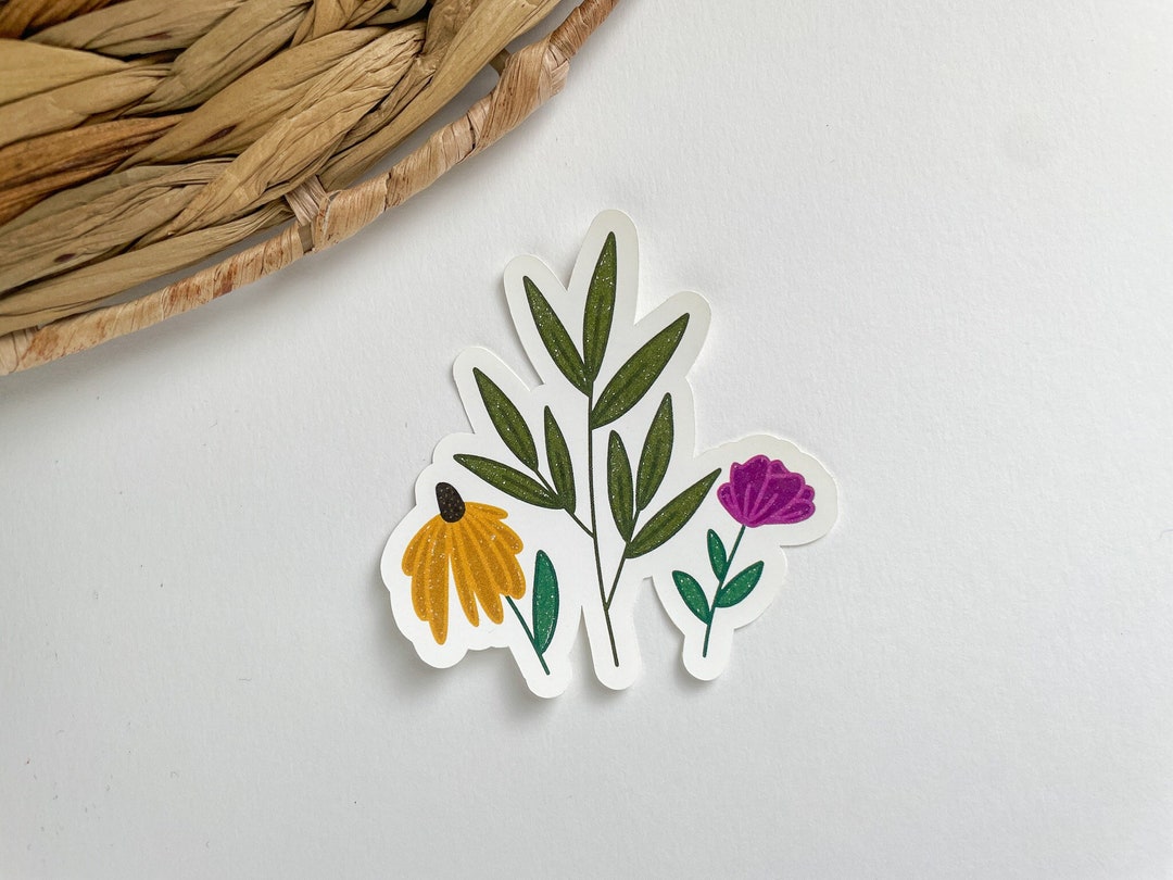 Wildflower Garden Prairie Sticker Cute Vinyl Sticker Waterproof Sticker ...
