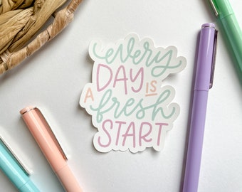 Chaque jour est un nouveau départ autocollant pastel | Sticker motivant en vinyle | Autocollant imperméable