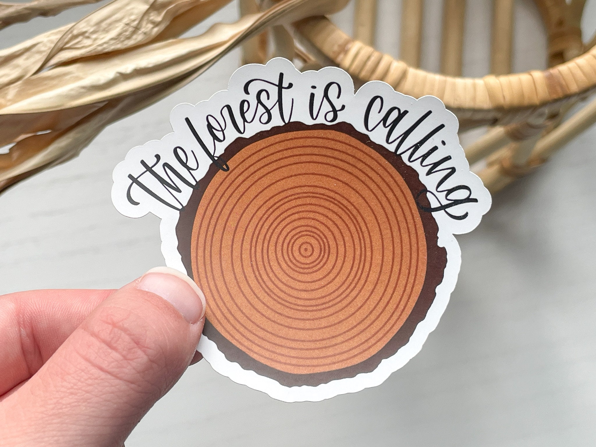 The Forest is Calling Log Ring Sticker | Vinyl Sticker | Waterproof ...