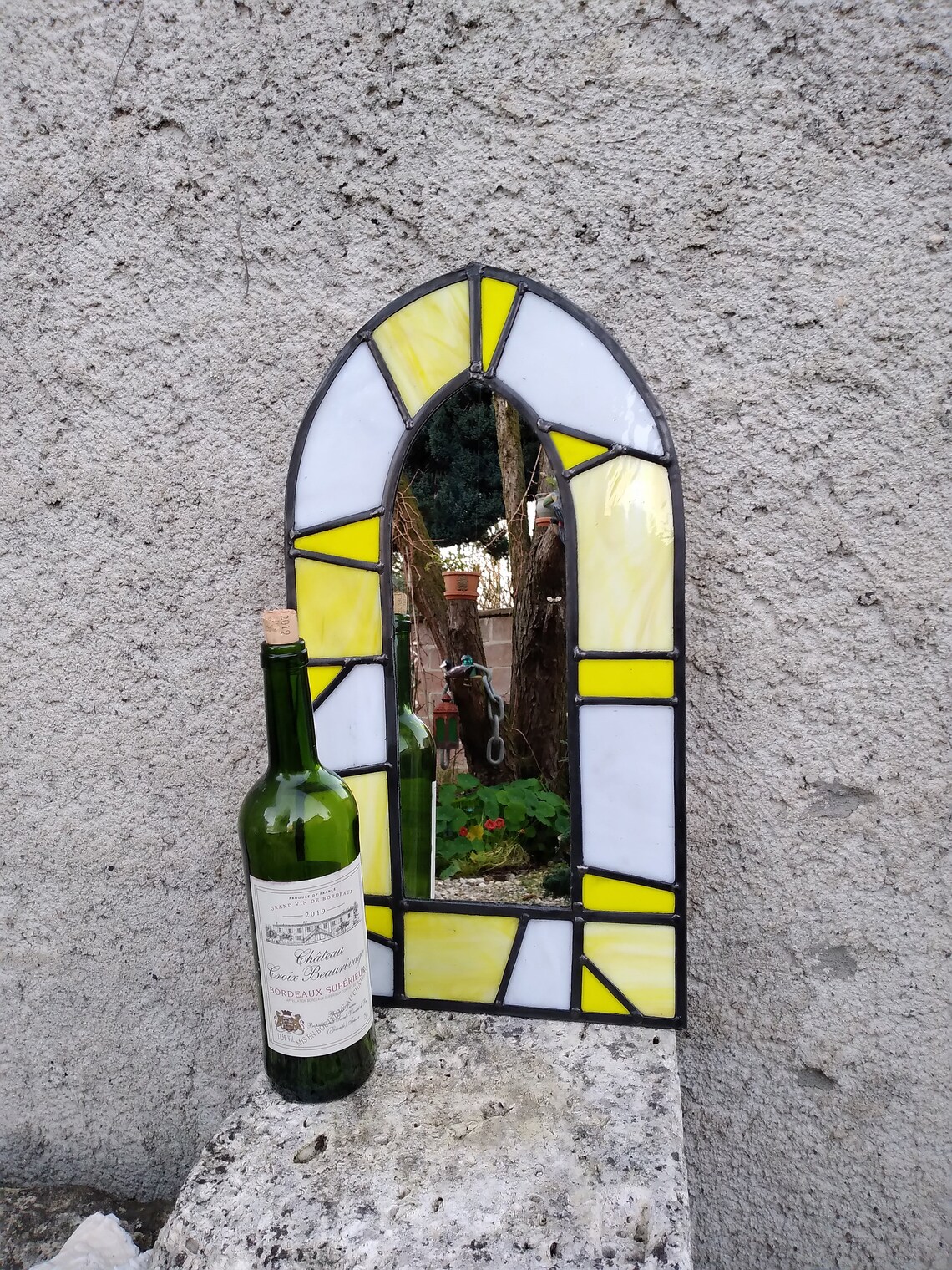 Leaded Stained Glass Arched Mirror. Etsy