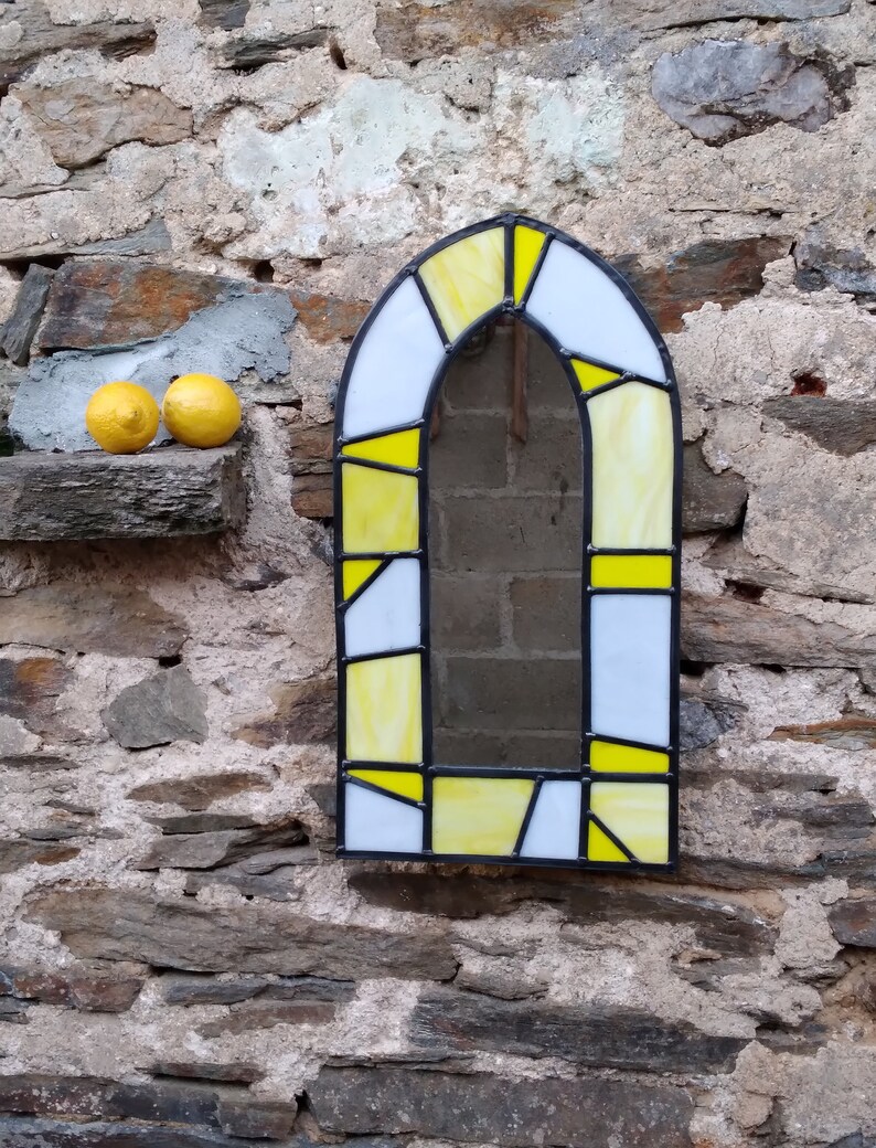 Leaded Stained Glass Arched Mirror. Etsy