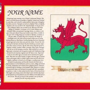 Welsh Dragon Surname history and Coat of Arms